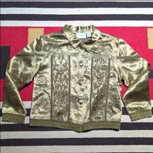 Soft Metallic Gold Silk Jacket size L